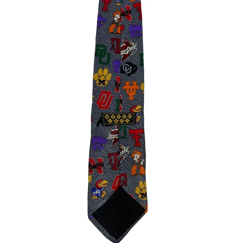 Merge Left Big 12 Conference Silk Tie College Team Logos Nebraska Texas‎ OU KU